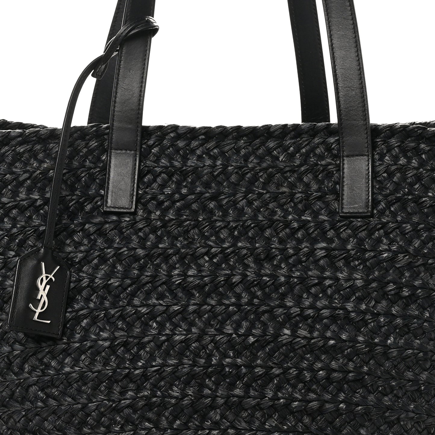 Raffia Medium Panier Bag Black