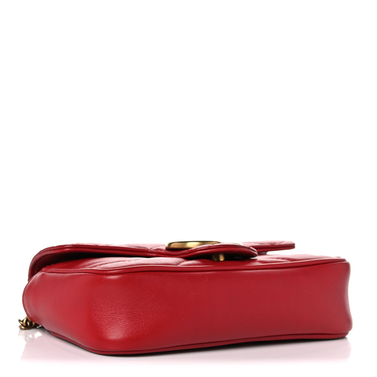 Calfskin Matelasse Super Mini GG Marmont Shoulder Bag Hibiscus Red