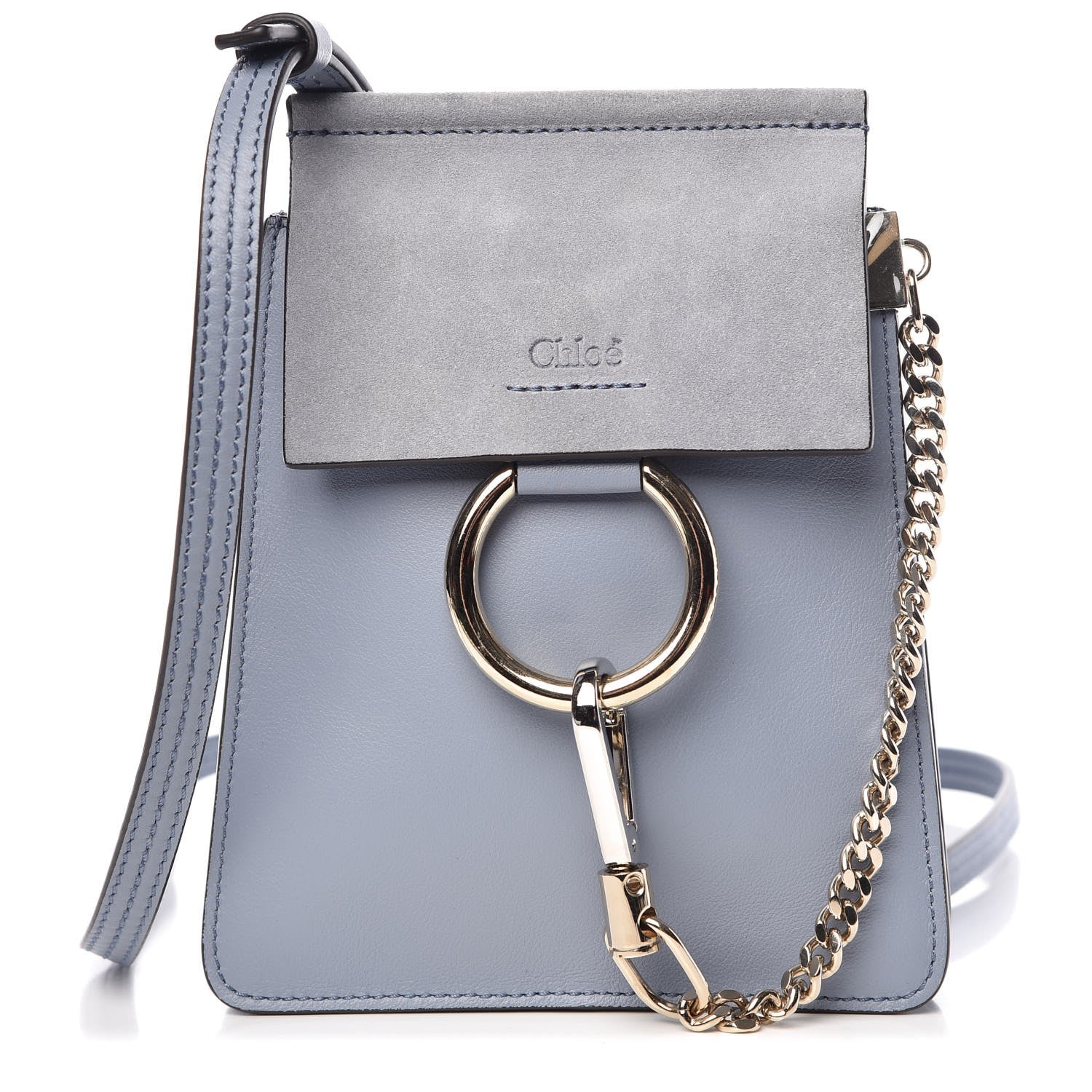 Chloe Suede Calfskin Mini Faye Bracelet Bag Washed Blue 1 of 8
