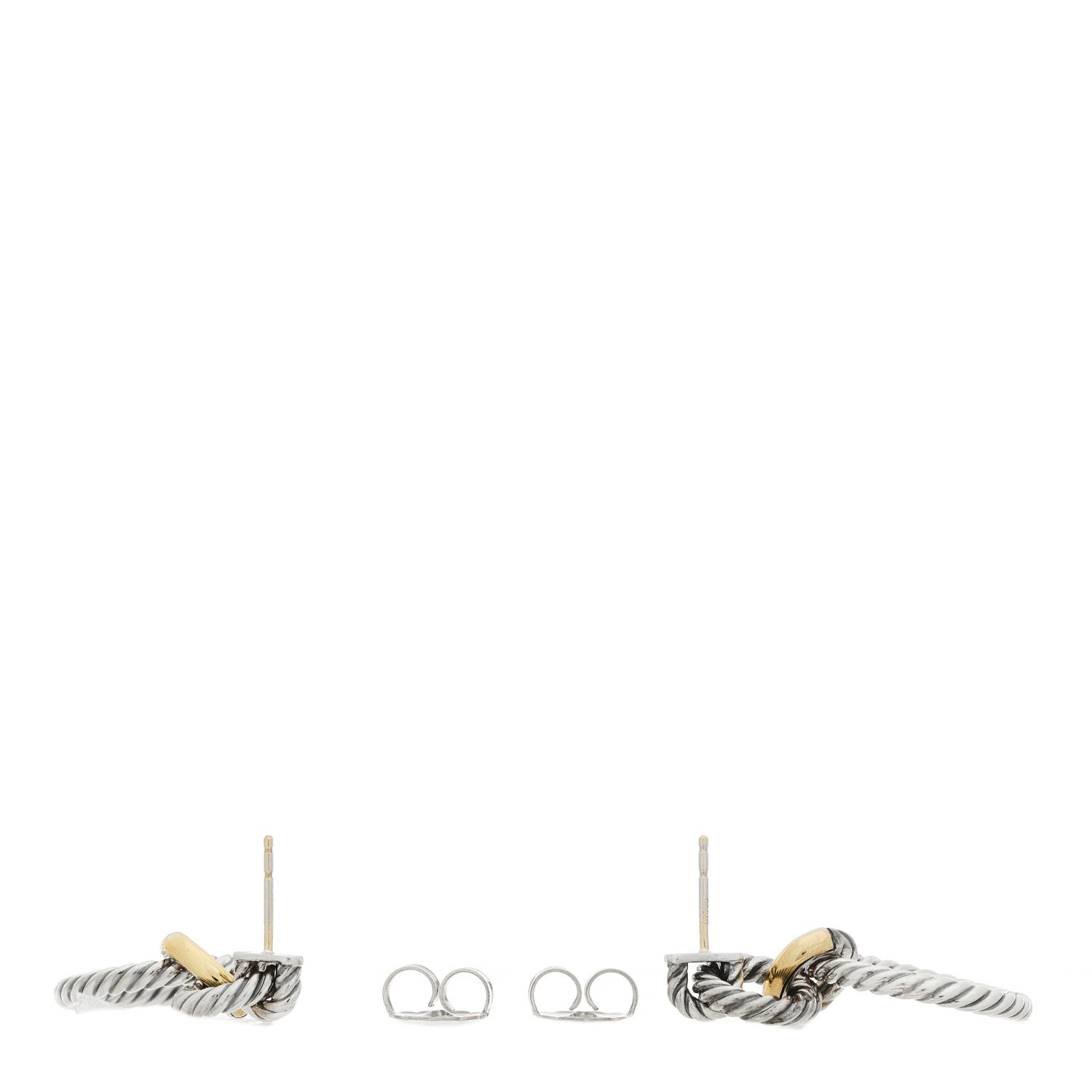 David Yurman Sterling Silver 18K Yellow Gold Doorknocker Earrings 3 of 4