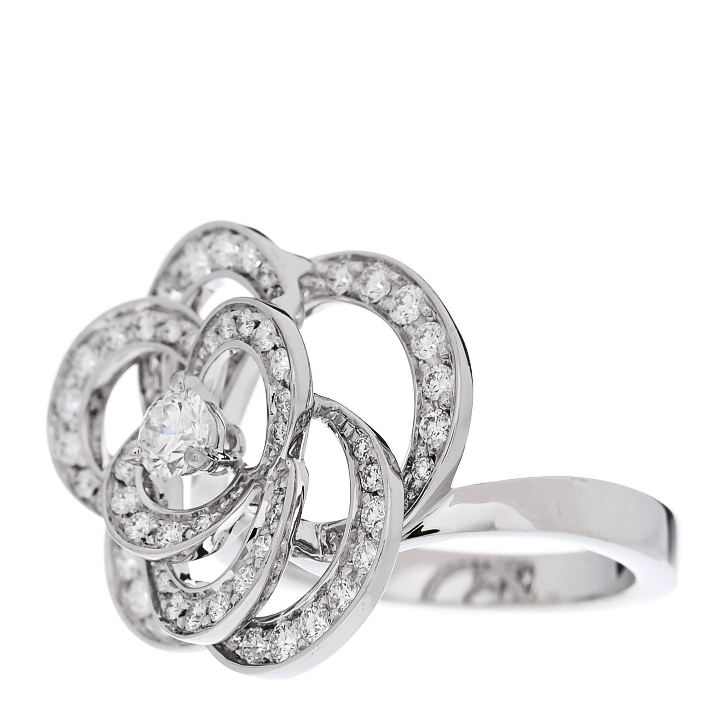 18K White Gold Diamond Fil de Camelia Ring 48 4.5