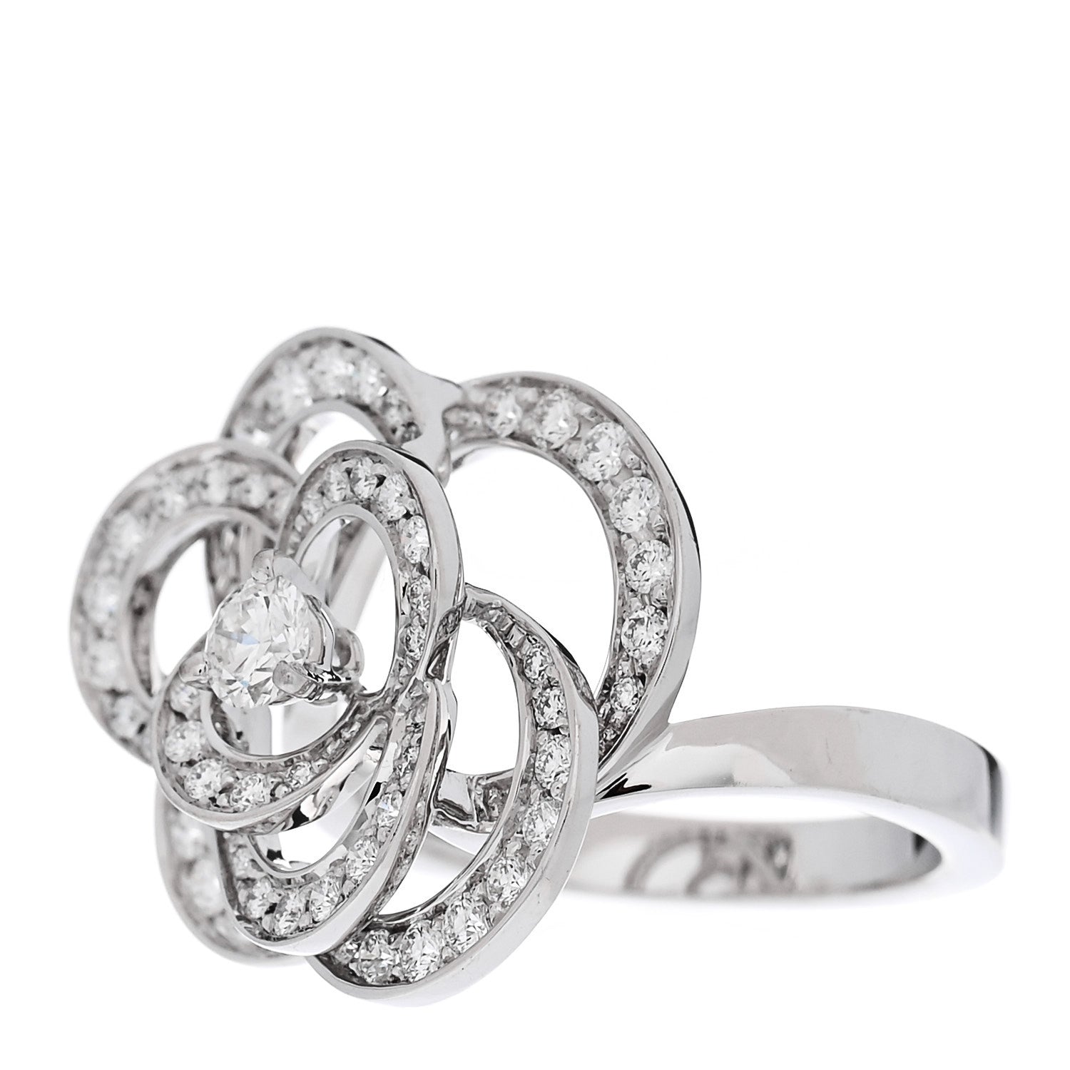Chanel 18K White Gold Diamond Fil de Camelia Ring 48 4.5 3 of 7
