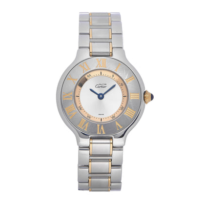 Cartier Stainless Steel 18K Yellow Gold 28mm Must De 21 Quartz Watch 1 of 6