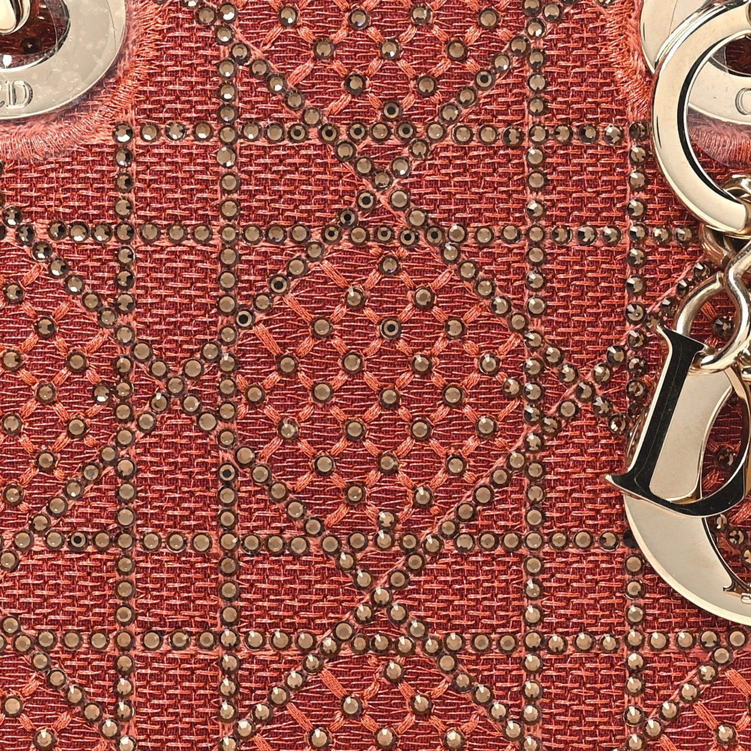 Christian Dior Canvas Cannage Crystal Beaded Embroidery Micro Lady Dior Orange 7 of 9