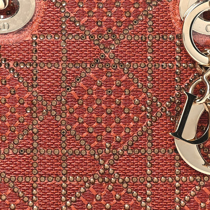 Christian Dior Canvas Cannage Crystal Beaded Embroidery Micro Lady Dior Orange 7 of 9