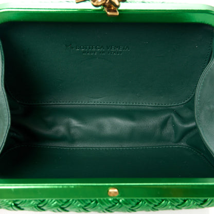 Bottega Veneta Metallic Intrecciato Minaudiere Knot Clutch Green 5 of 9
