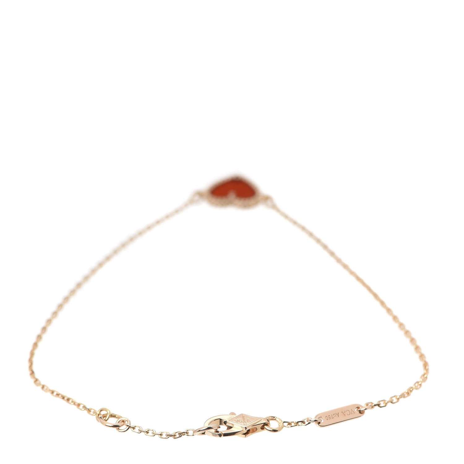 Van Cleef & Arpels 18K Rose Gold Carnelian Sweet Alhambra Heart Bracelet 3 of 6