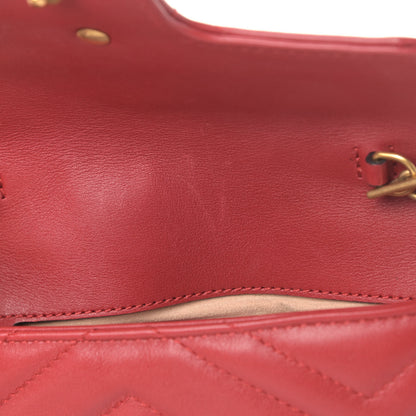 Gucci Calfskin Matelasse Super Mini GG Marmont Shoulder Bag Hibiscus Red 5 of 5