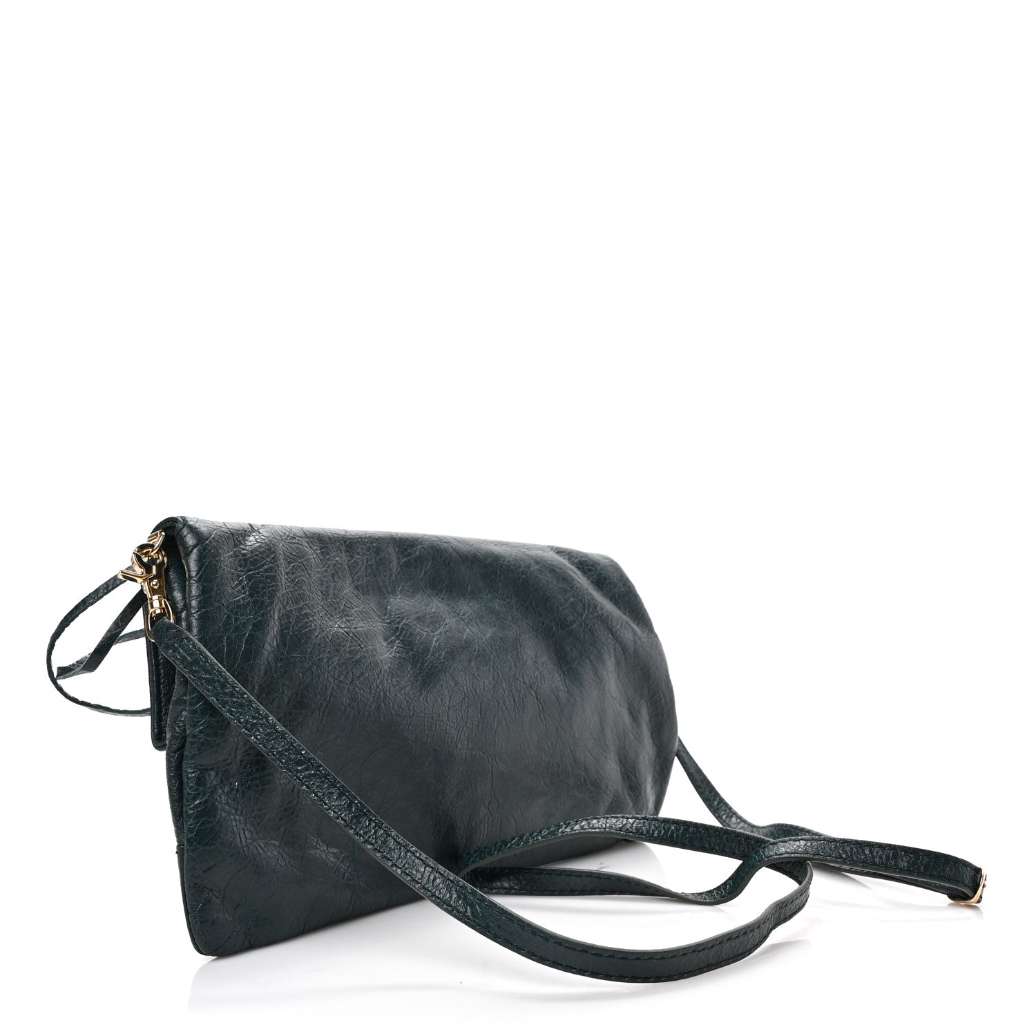 Balenciaga Agneau Giant 12 Gold Hardware Envelope Strap Clutch Vert Pinede 2 of 7