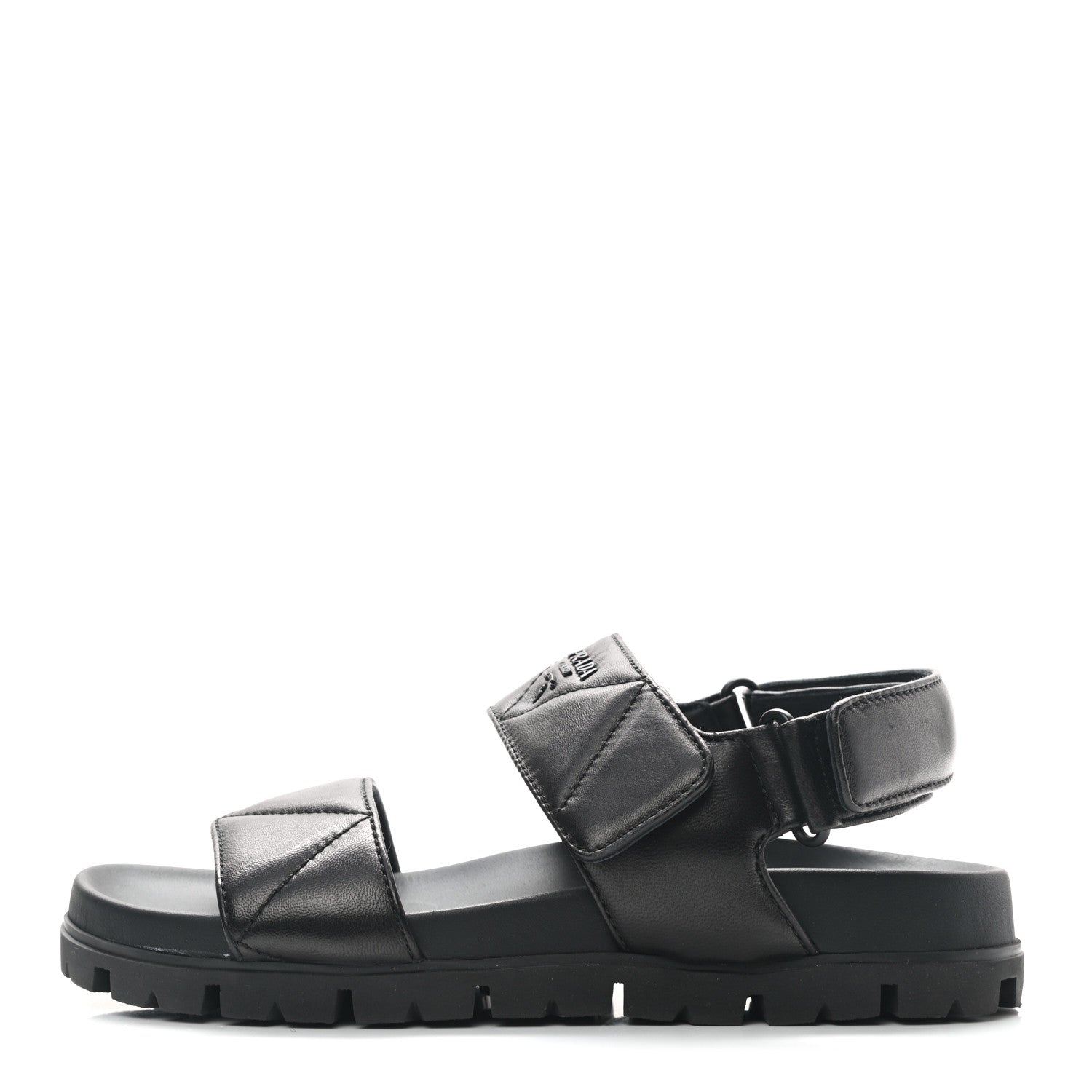 Prada Nappa Logo Quilted 20mm Sport Sandals 36 Black 1 of 8