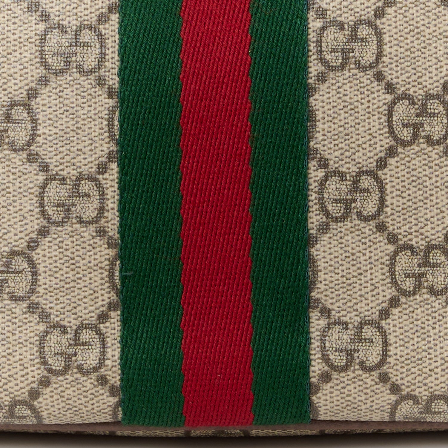 Gucci GG Supreme Monogram Textured Calfskin Web Large Ophidia Cosmetic Case Beige Ebony New Acero 8 of 11