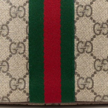 Gucci GG Supreme Monogram Textured Calfskin Web Large Ophidia Cosmetic Case Beige Ebony New Acero 8 of 11