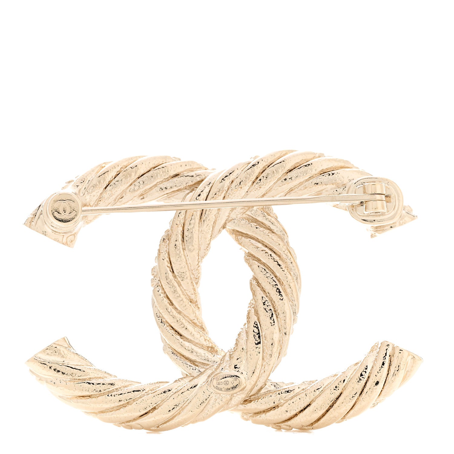 Chanel Crystal Twisted CC Brooch Light Gold 3 of 4
