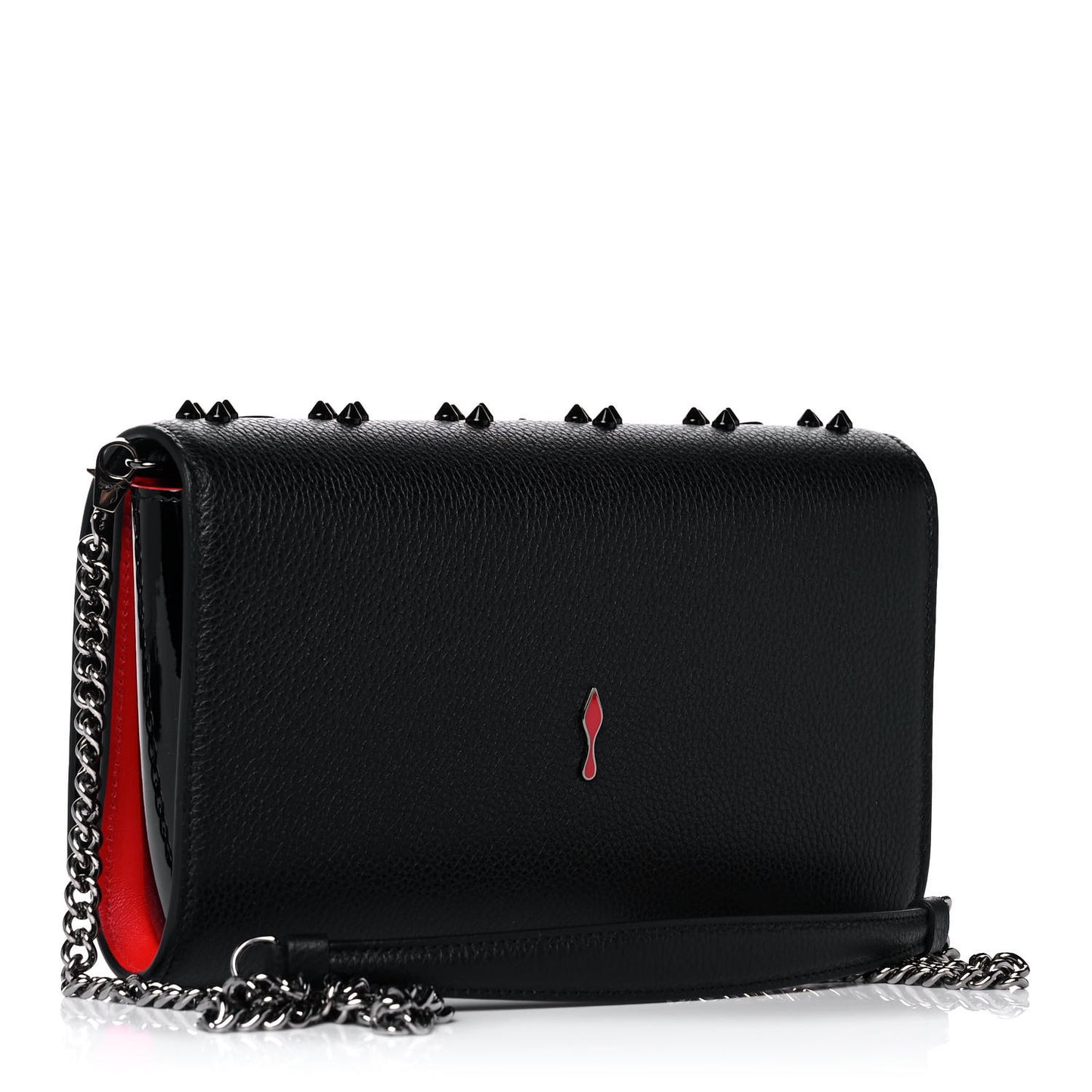 Calfskin Spikes Loubinthesky Paloma Clutch Black