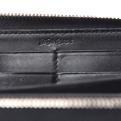 Saint Laurent Textured Patent Monogram Belle De Jour Zip Around Wallet Black 6 of 10