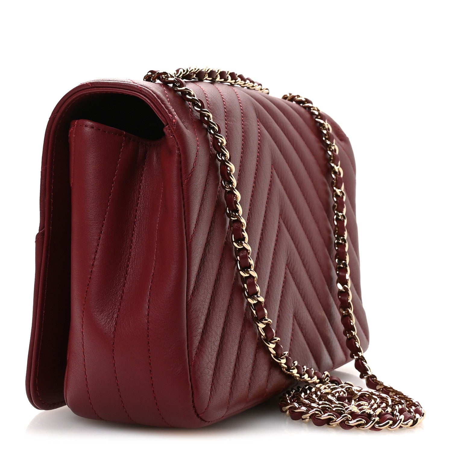 Chanel Calfskin Chevron Quilted Small Statement Flap Burgundy 3 of 11