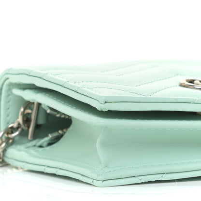 Gucci Calfskin Matelasse GG Marmont Mini Wallet On Chain Water Green 4 of 10