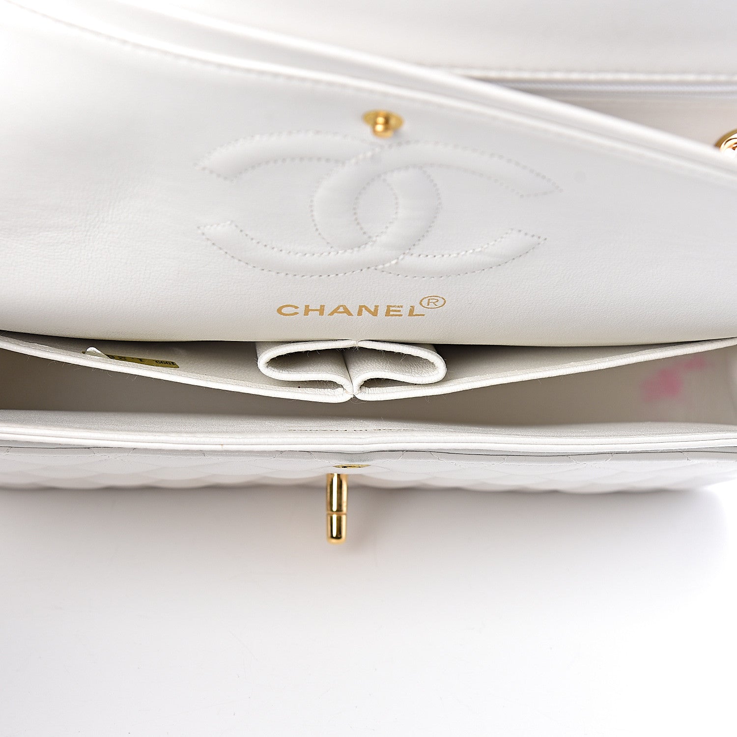 Chanel Lambskin Quilted Medium Double Flap White 5 of 17