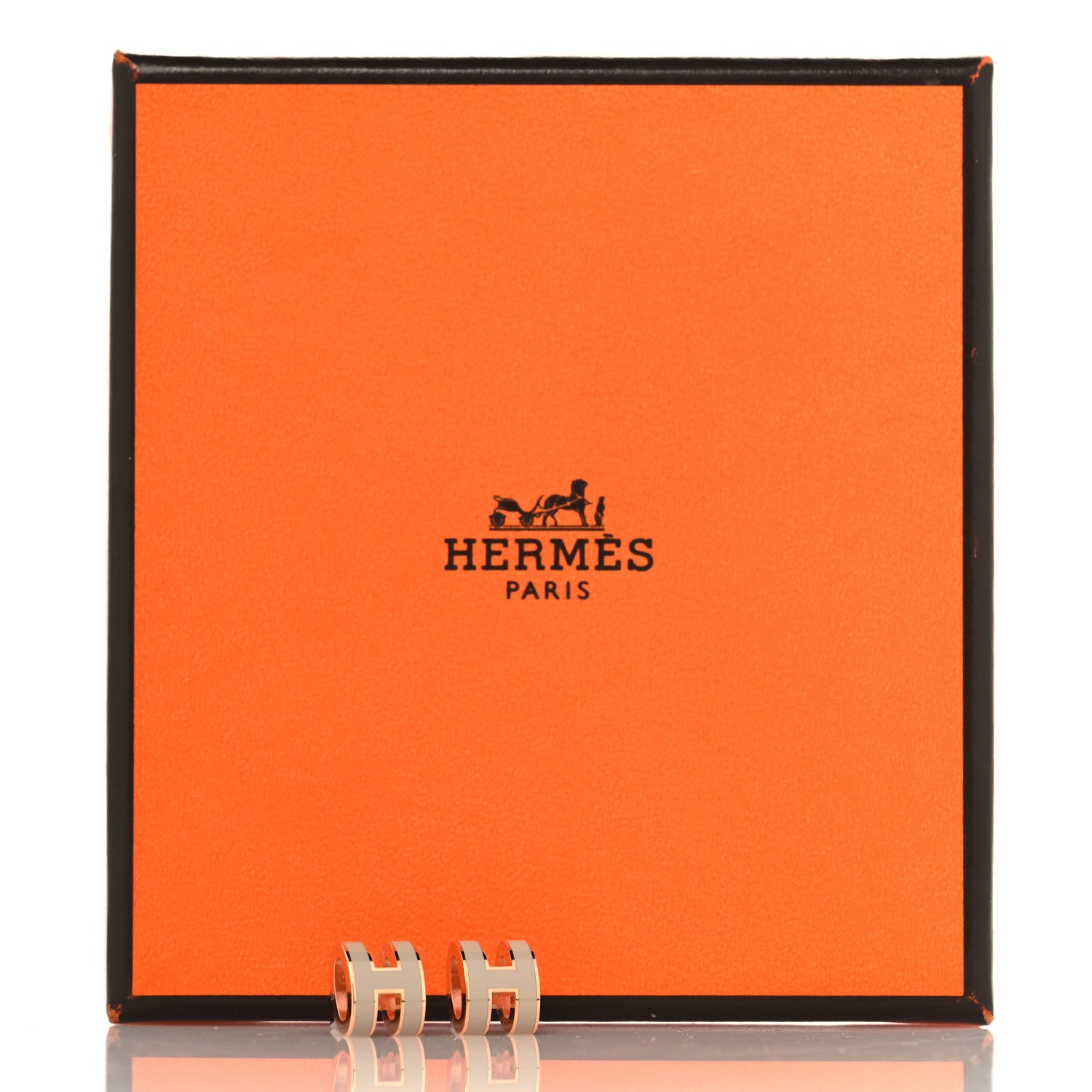 Hermes Rose Gold Lacquered Mini Pop H Earrings  Marron Glace 6 of 6