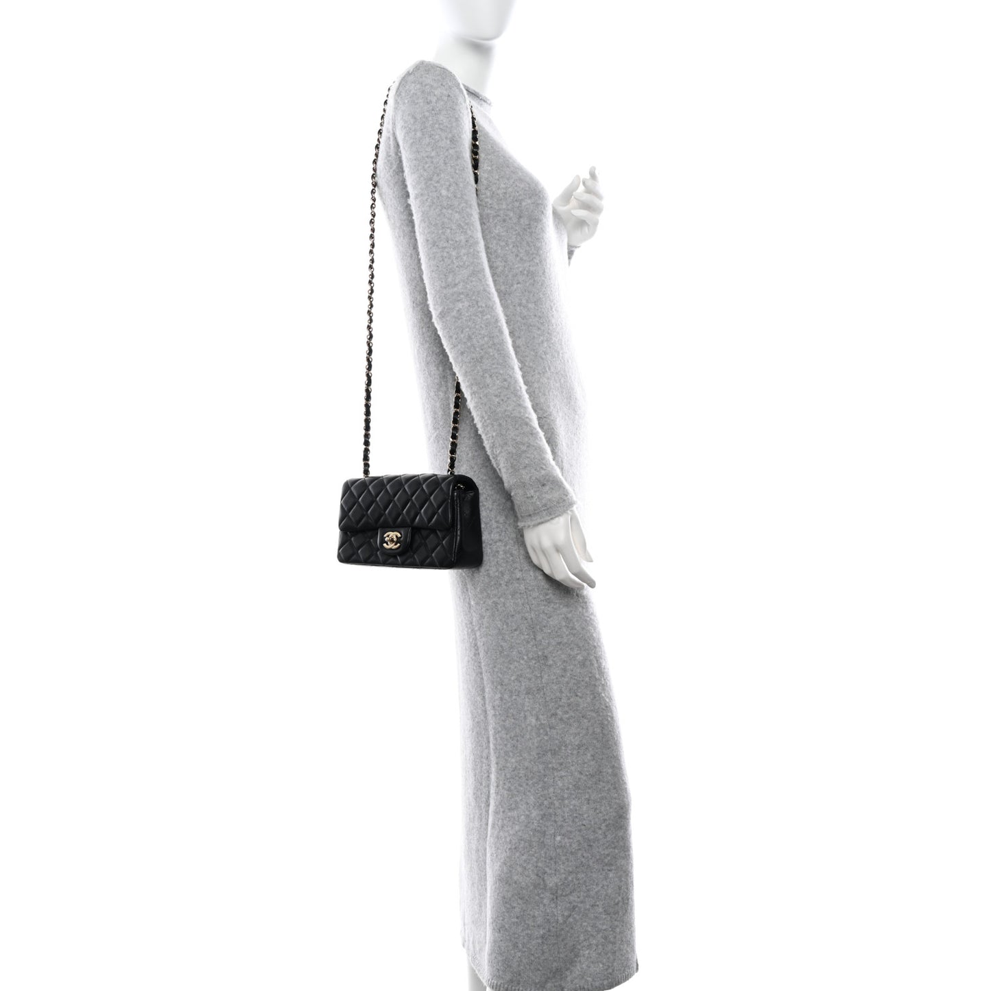 Lambskin Quilted Mini Rectangular Flap Black