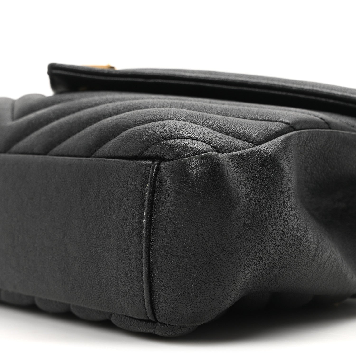Saint Laurent Sheepskin Matelasse Chevron Monogram Medium College Bag Black 10 of 11
