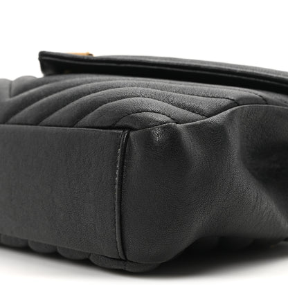 Saint Laurent Sheepskin Matelasse Chevron Monogram Medium College Bag Black 10 of 11