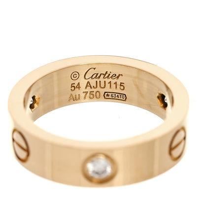 Cartier 18K Yellow Gold 3 Diamond 5.5mm LOVE Ring 54 7 4 of 7