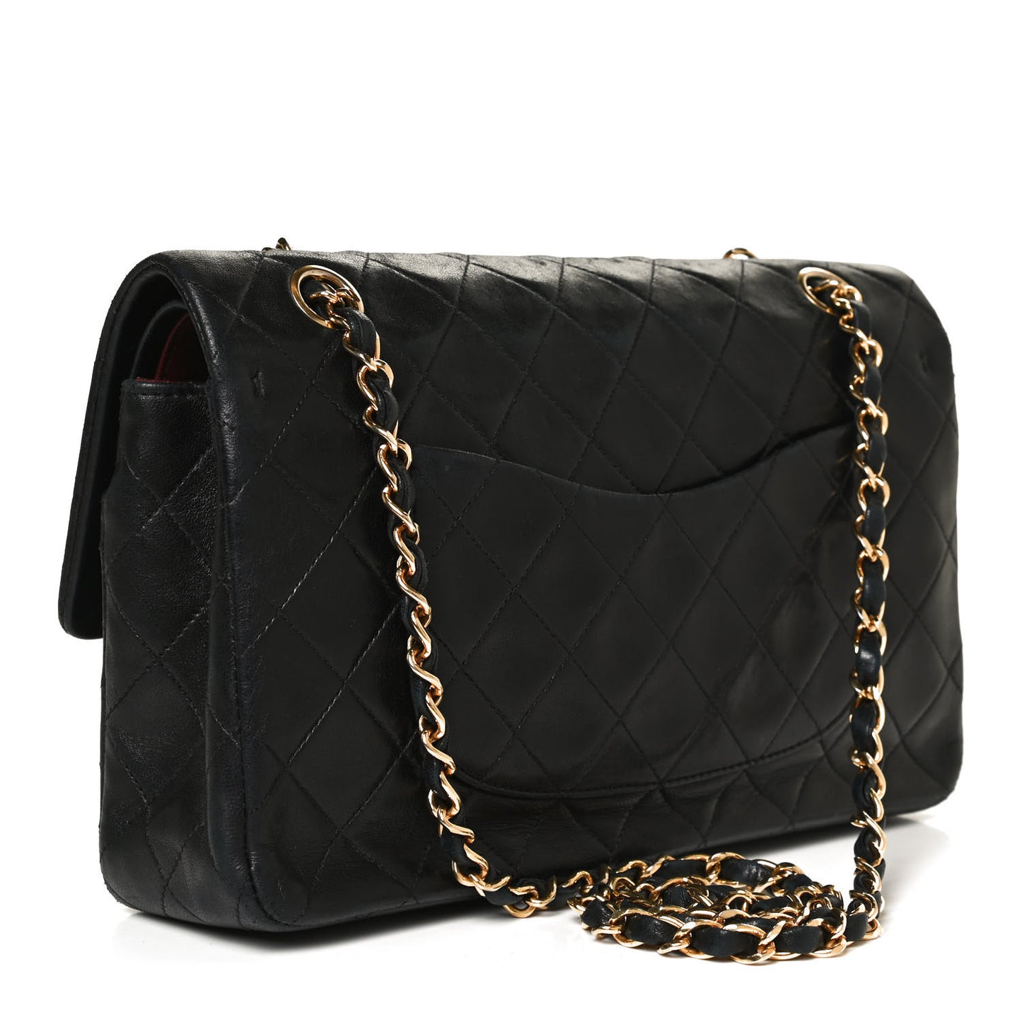 Lambskin Quilted Medium Double Flap Black