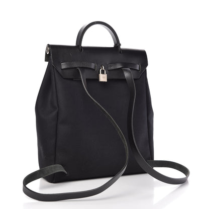 Hermes Toile Vache Calfskin Herbag 30 PM Backpack Black 4 of 10