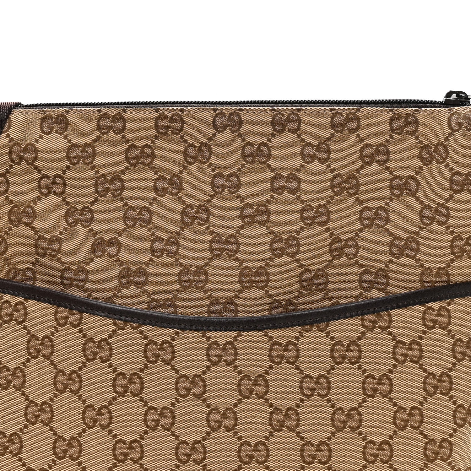 Gucci Monogram Calfskin Perforated Medium Flat Messenger Bag Dark Brown 7 of 9