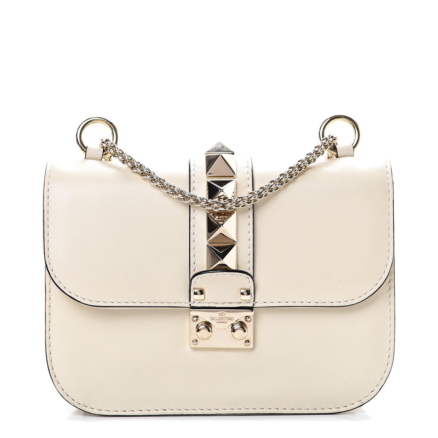 Valentino Garavani Vitello Small Glam Lock Rockstud Flap Ivory 1 of 14