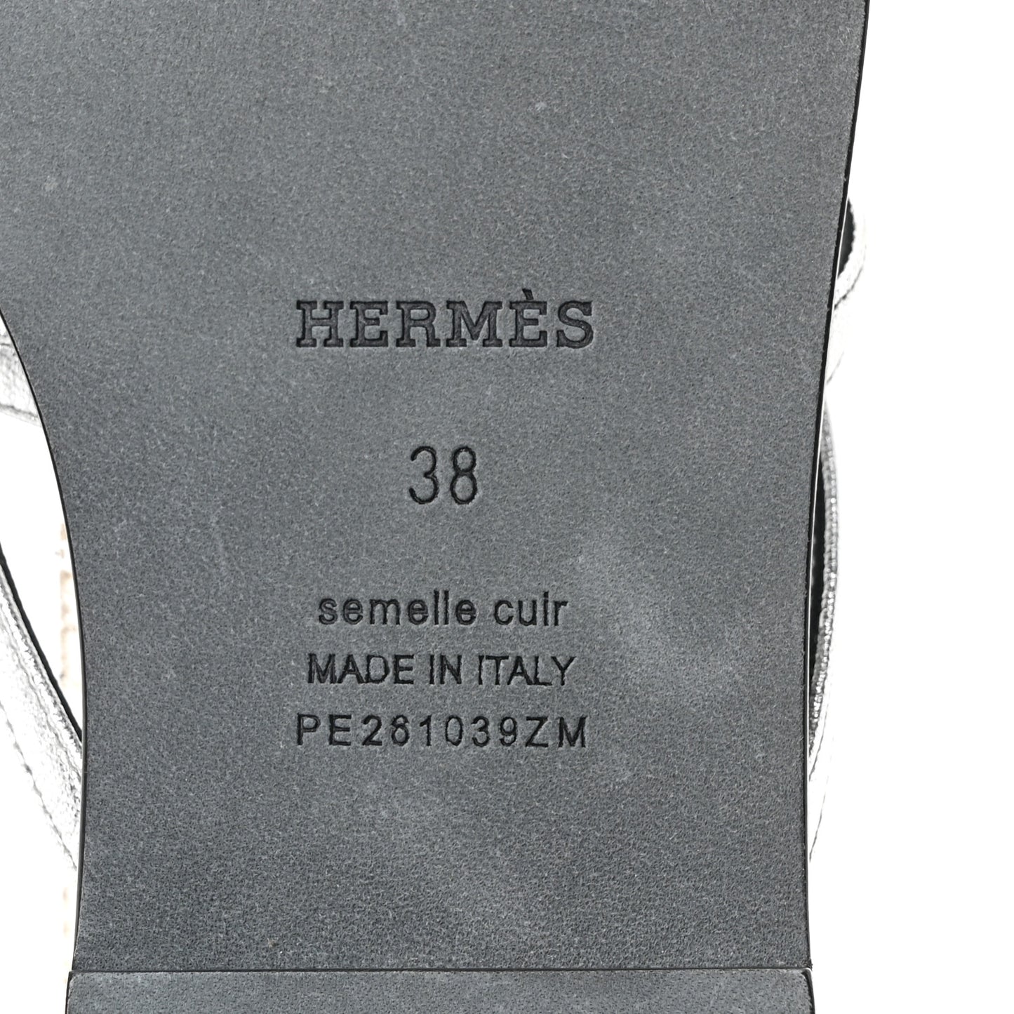 Metallic Goatskin Miss Sandals 38 Gris Argente
