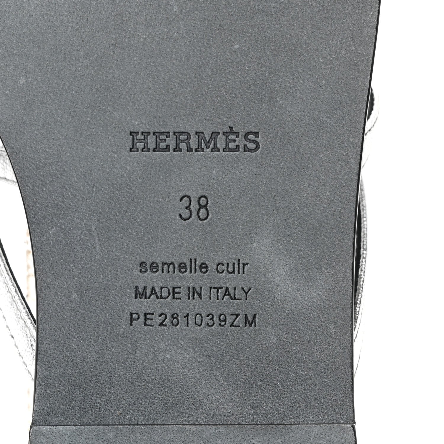 Hermes Metallic Goatskin Miss Sandals 38 Gris Argente 7 of 9
