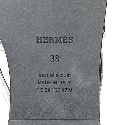 Hermes Metallic Goatskin Miss Sandals 38 Gris Argente 7 of 9