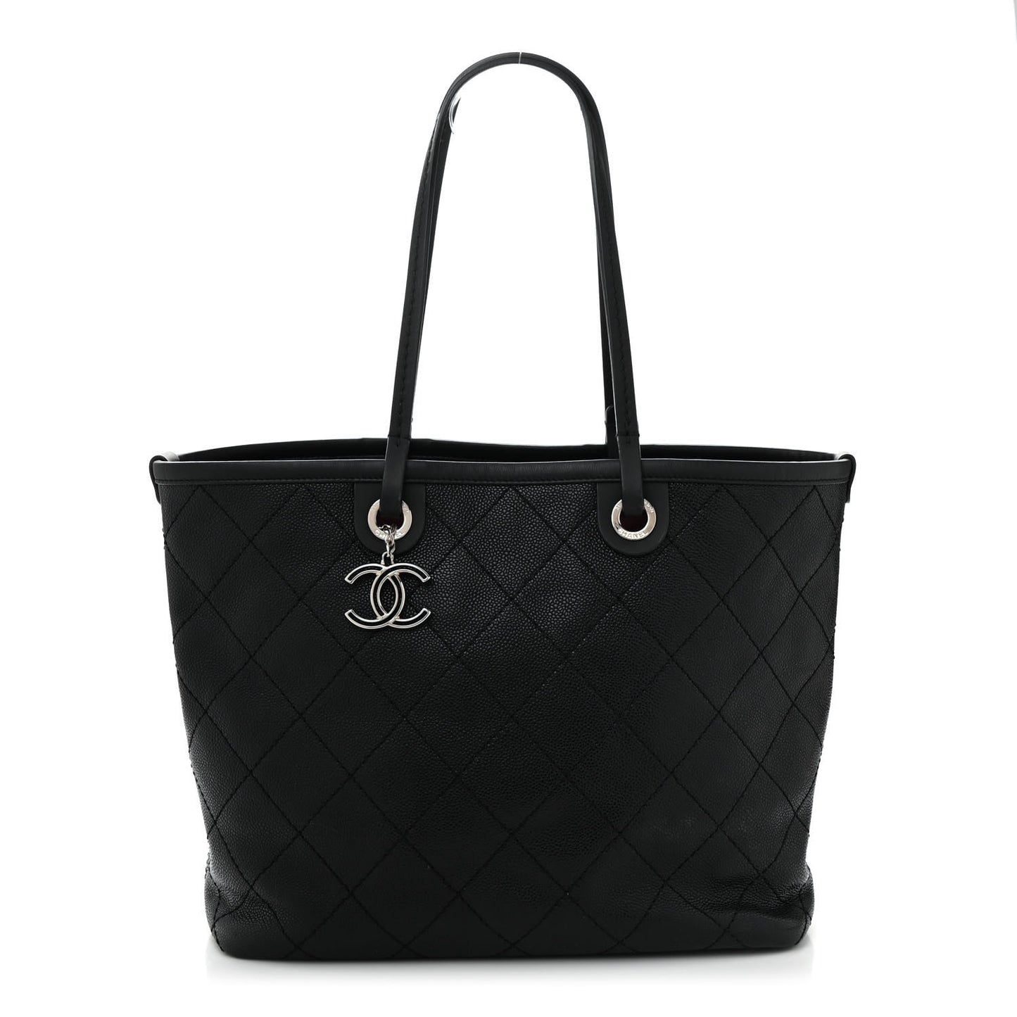 Grained Calfskin Shopping Fever Tote  Black