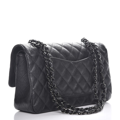 Chanel Crumpled Calfskin Quilted Medium Double Flap So Black 4 of 8