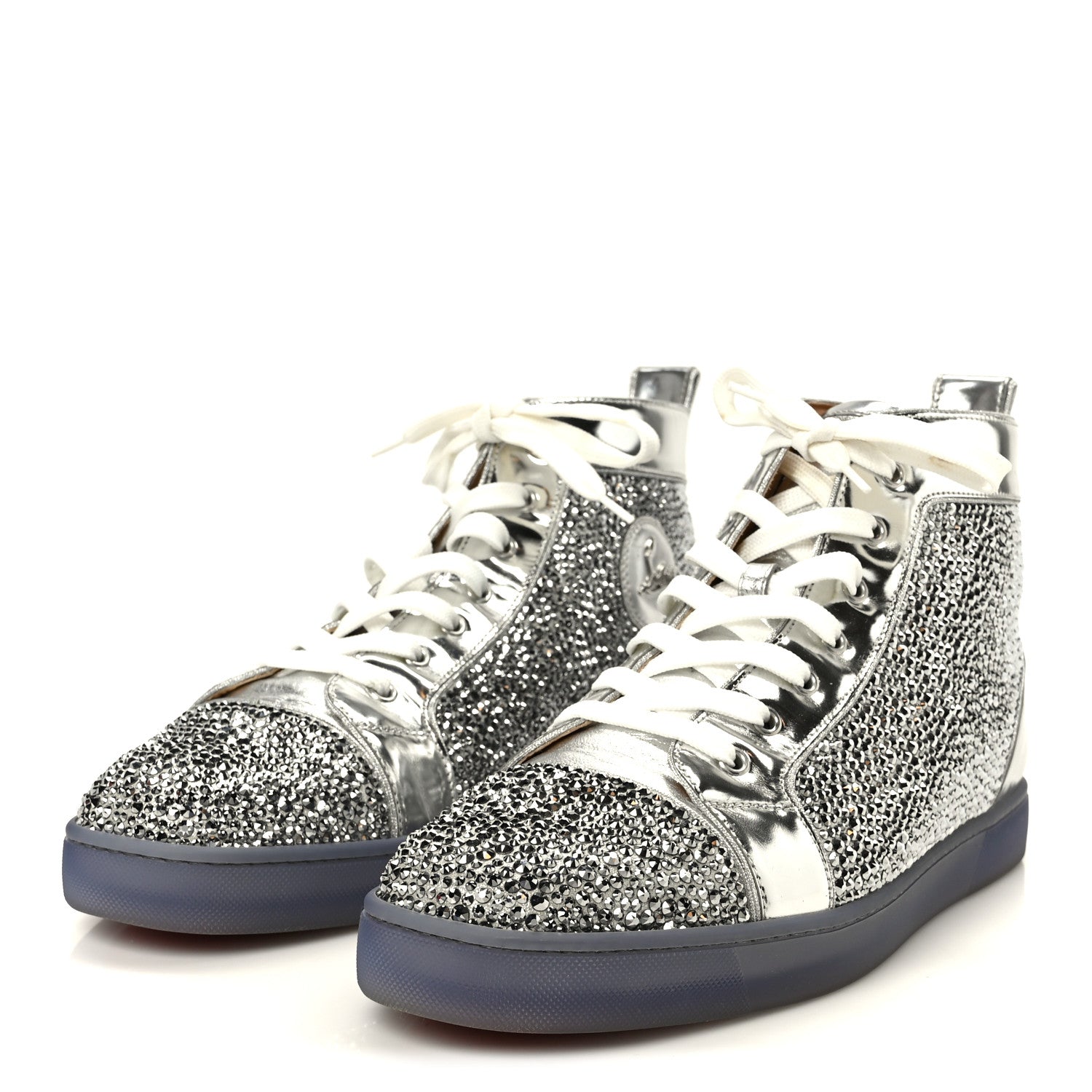 Christian Louboutin Laminated Nappa Frozen Strass Mens Louis Orlato Flat Sneakers 45.5 Silver 4 of 11
