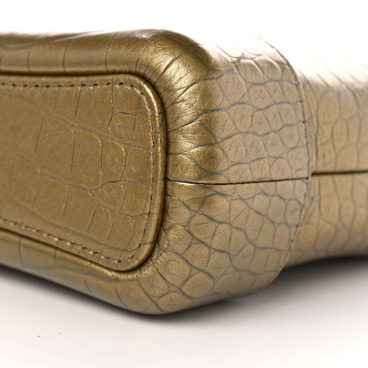 Chanel Metallic Calfskin Crocodile Embossed Cocodile Small Gabrielle Hobo Gold 10 of 12