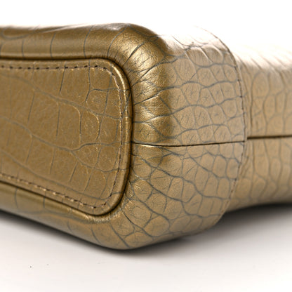 Chanel Metallic Calfskin Crocodile Embossed Cocodile Small Gabrielle Hobo Gold 10 of 12