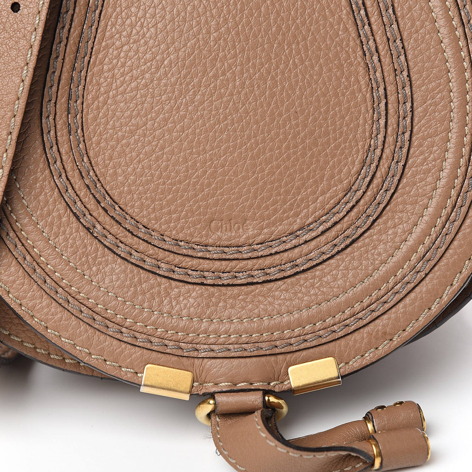 Chloe Calfskin Mini Marcie Round Crossbody Bag Nut 10 of 10