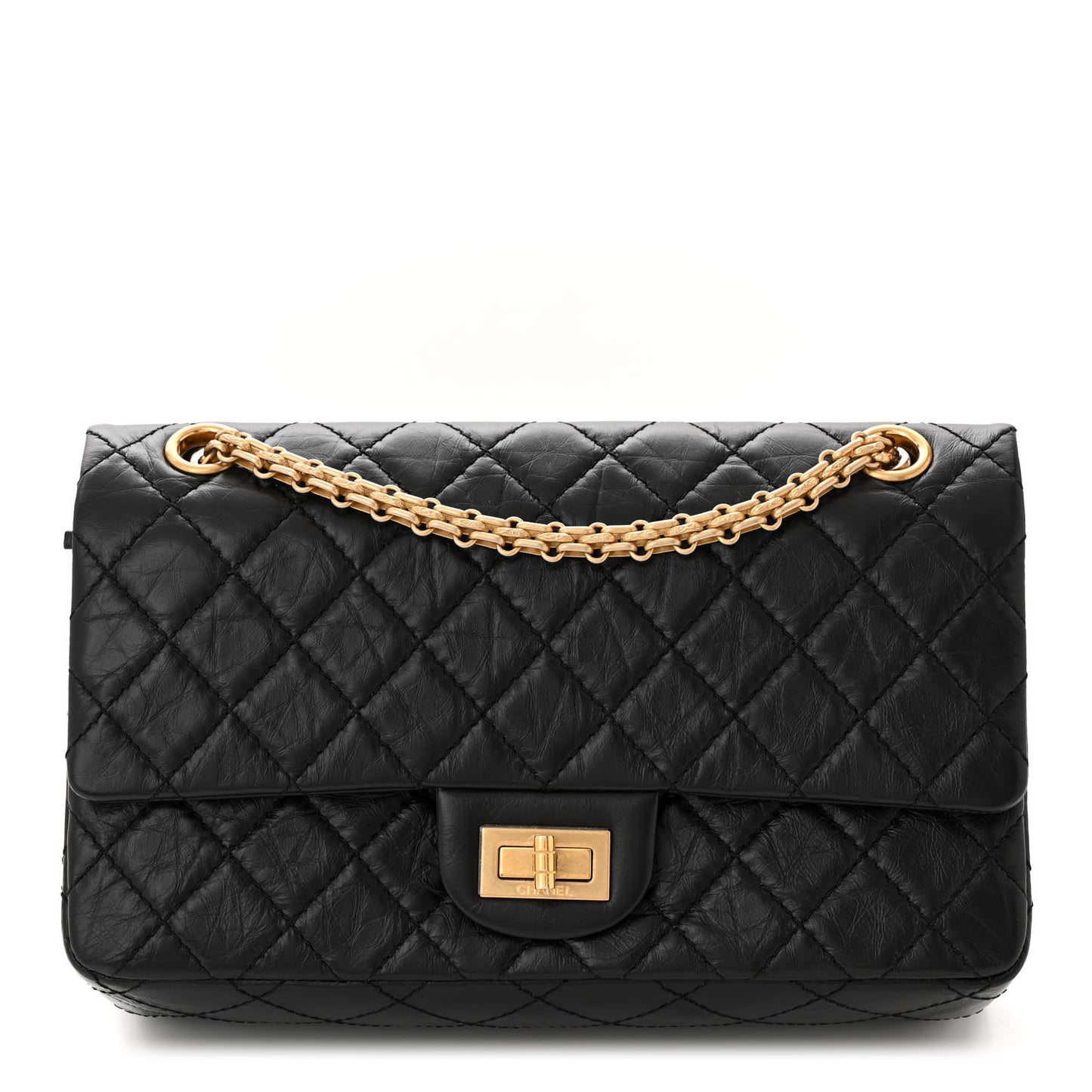 Aged Calfskin Quilted 2.55 Reissue 225 Flap Black