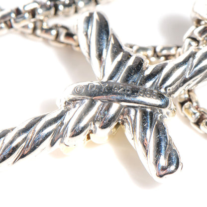 David Yurman Sterling Silver 14k Yellow Gold X Cross Necklace 5 of 5