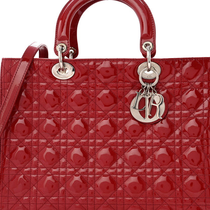 Christian Dior Patent Cannage Large Lady Dior Red 7 of 11