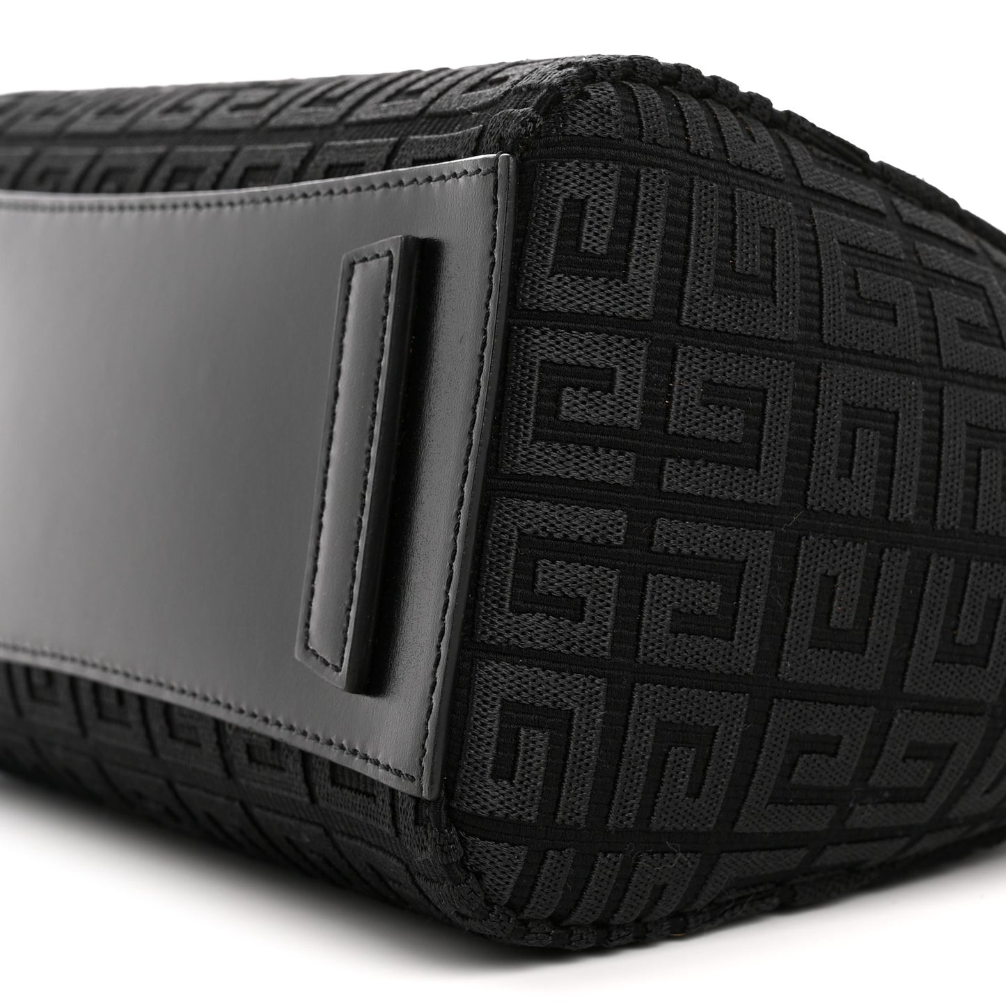 Canvas Jacquard Embroidered Calfskin 4G Mini Antigona Black