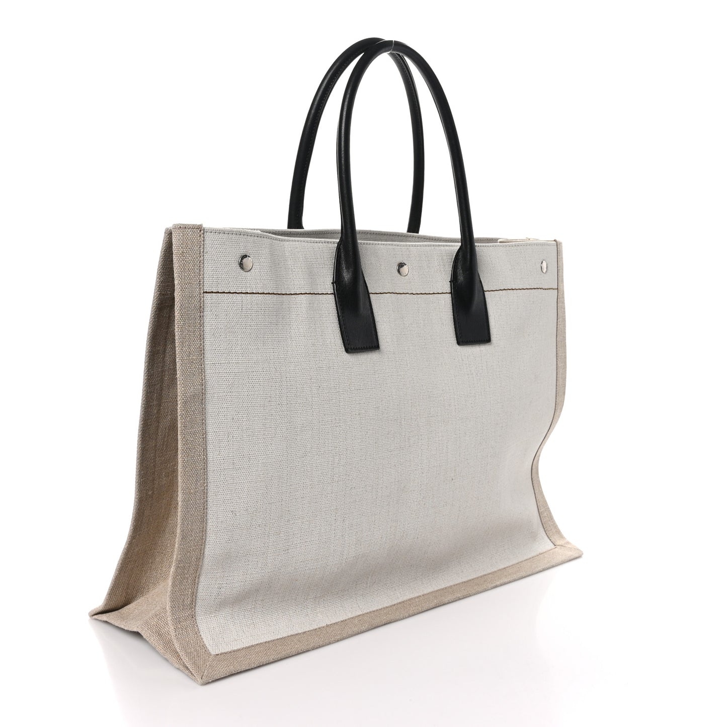 Linen Calfskin Rive Gauche Tote Optic White