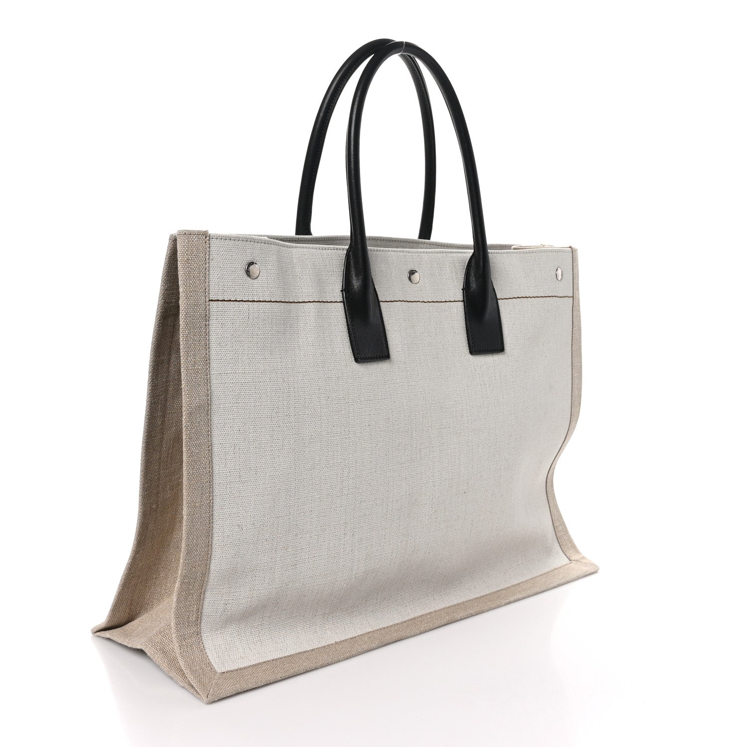Saint Laurent Linen Calfskin Rive Gauche Tote Optic White 3 of 8
