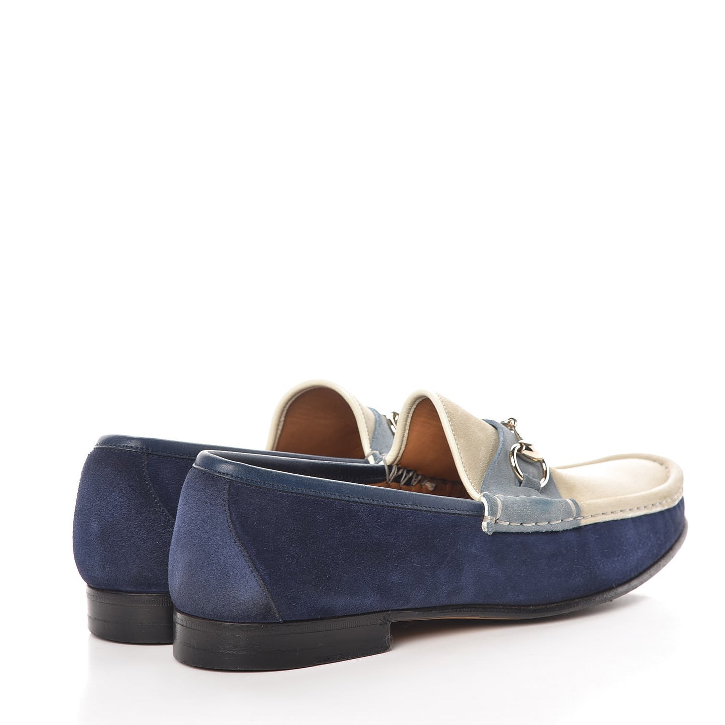 Suede Mens Horsebit Loafers 8.5 Blue Beige