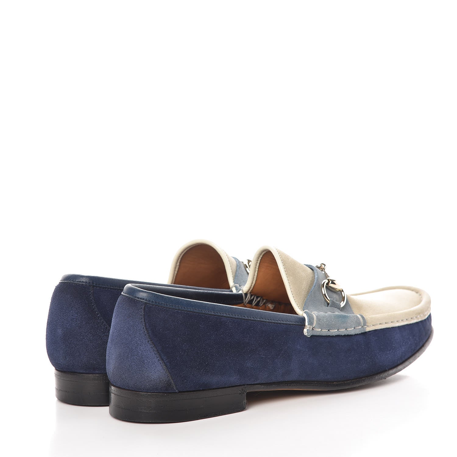 Gucci Suede Mens Horsebit Loafers 8.5 Blue Beige 4 of 17