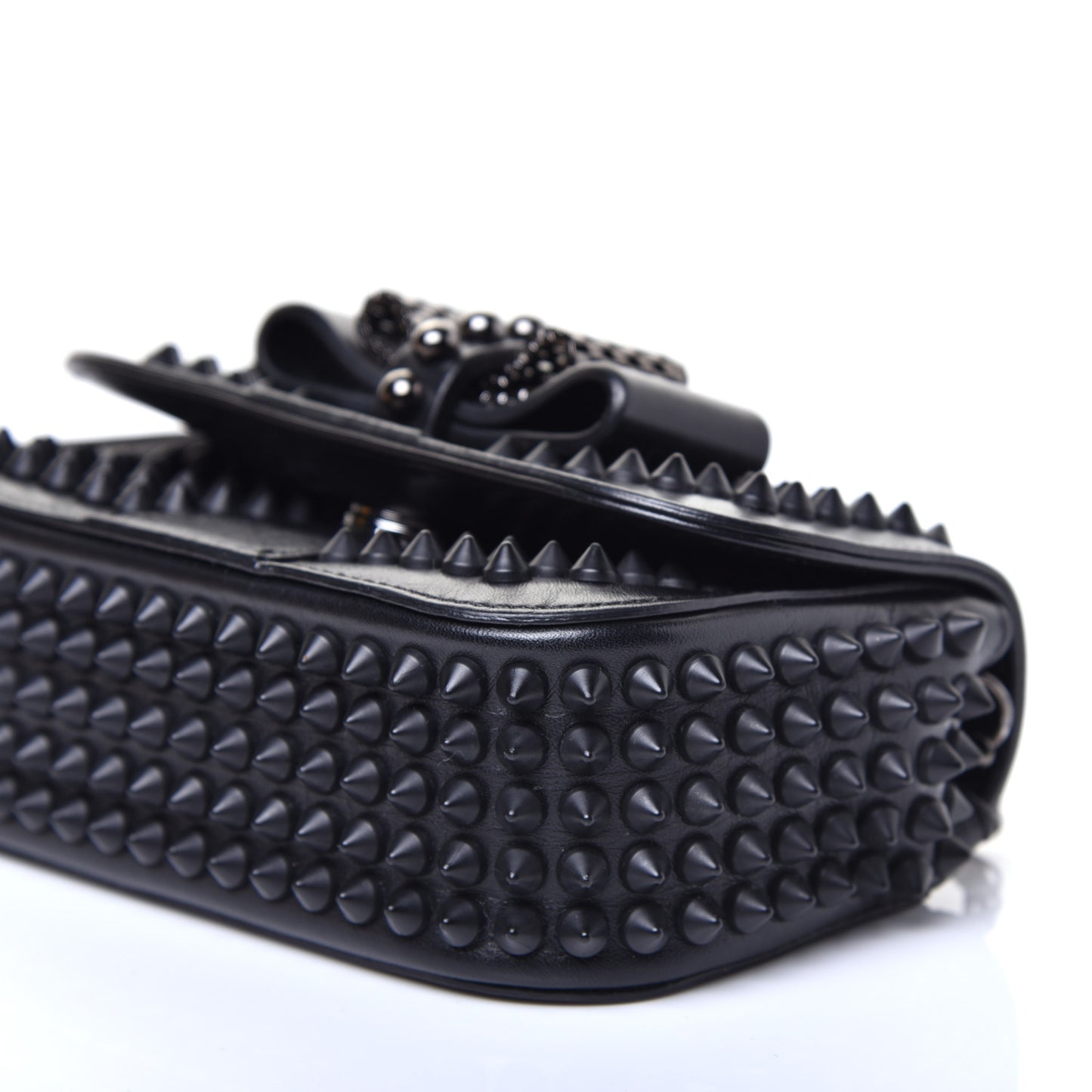 Calfskin Spikes Sweety Charity Crossbody Bag Black