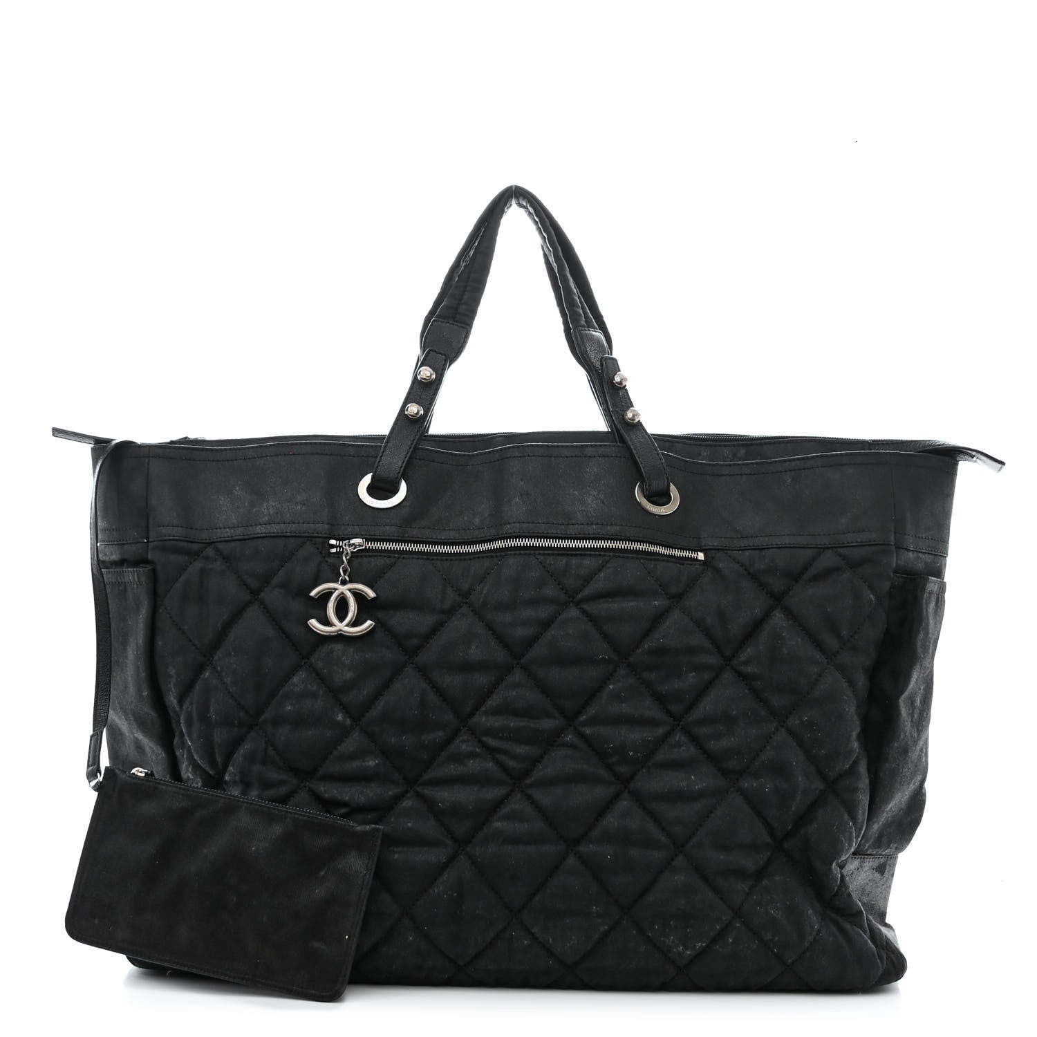 Chanel Coated Canvas Stitched XL Paris Biarritz Tote Black 1 of 20